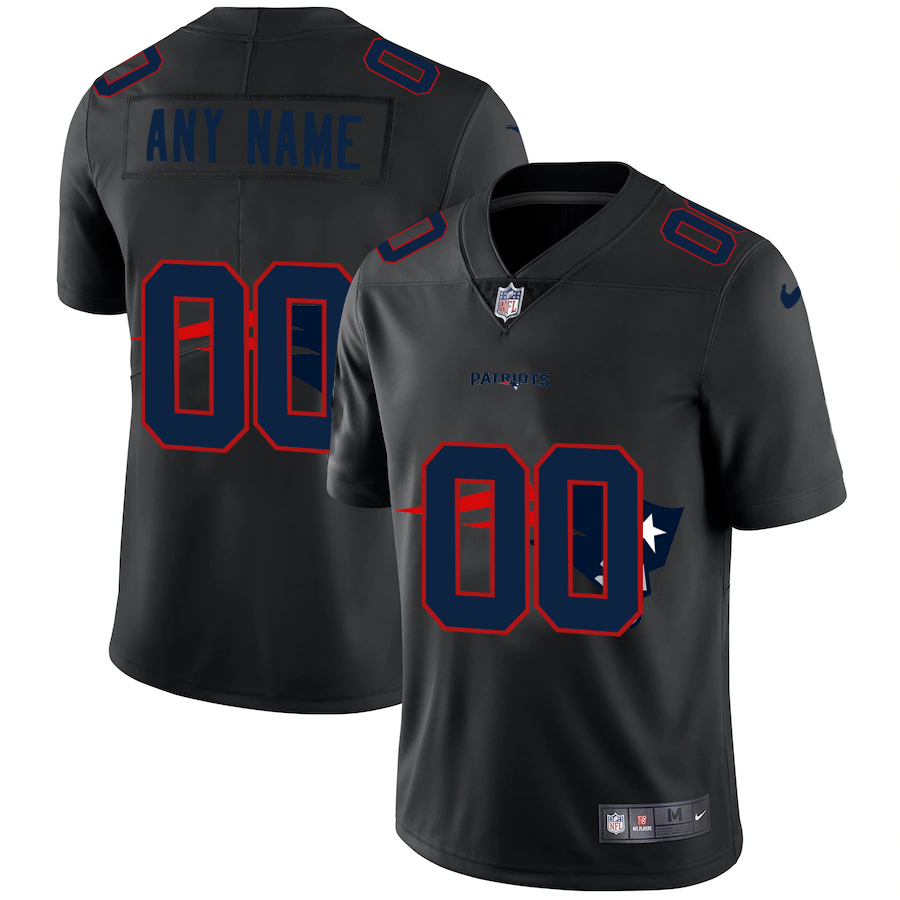 Wholesale New England Patriots Custom Men Nike Team Logo Dual Overlap Limited NFL Jersey Black